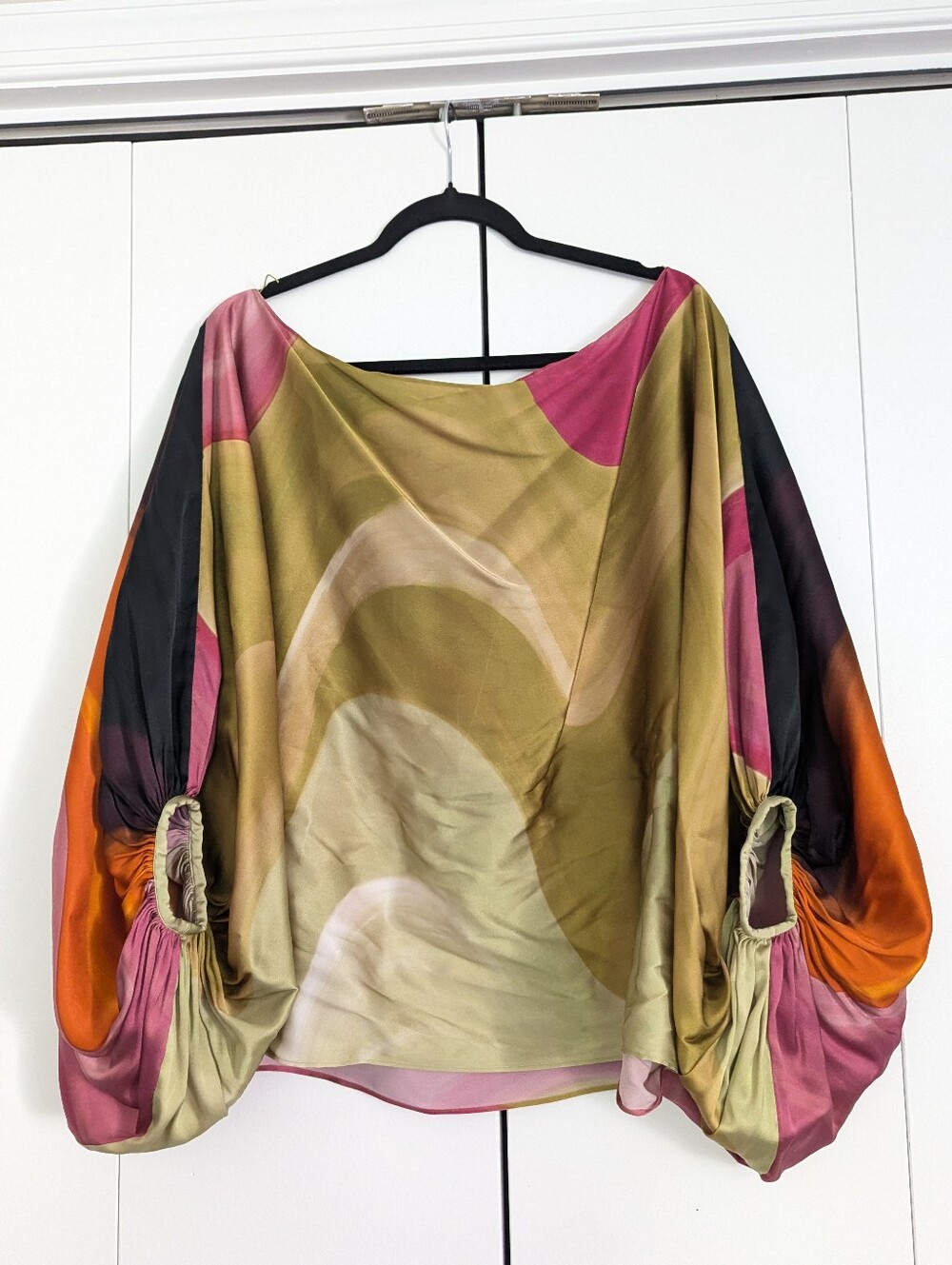 Silvia Tcherassi Bellagio Multi Abstract Wave Silk Blouse